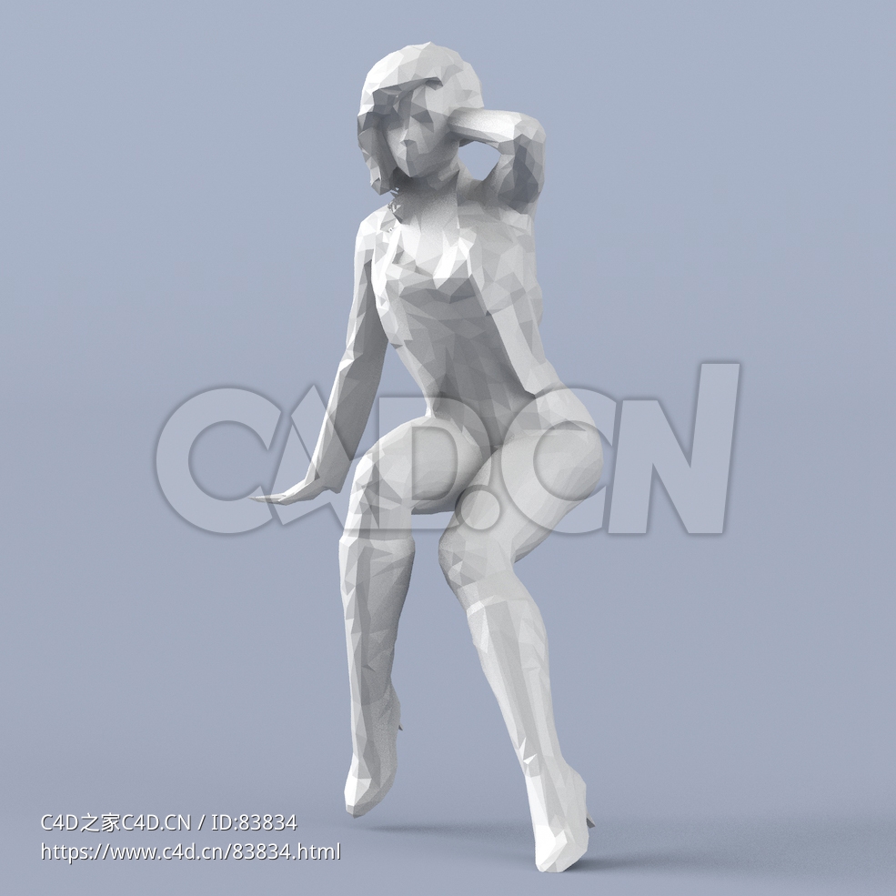 低面多边形卡通人物坐着的女性模型 - C4D之家 - 138.jpg
