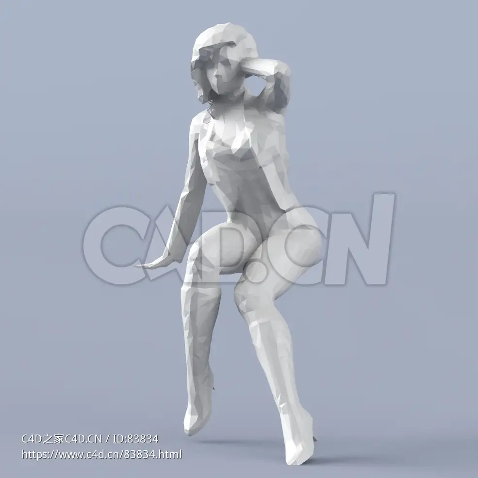 低面多边形卡通人物坐着的女性模型 - C4D之家 - 138.jpg
