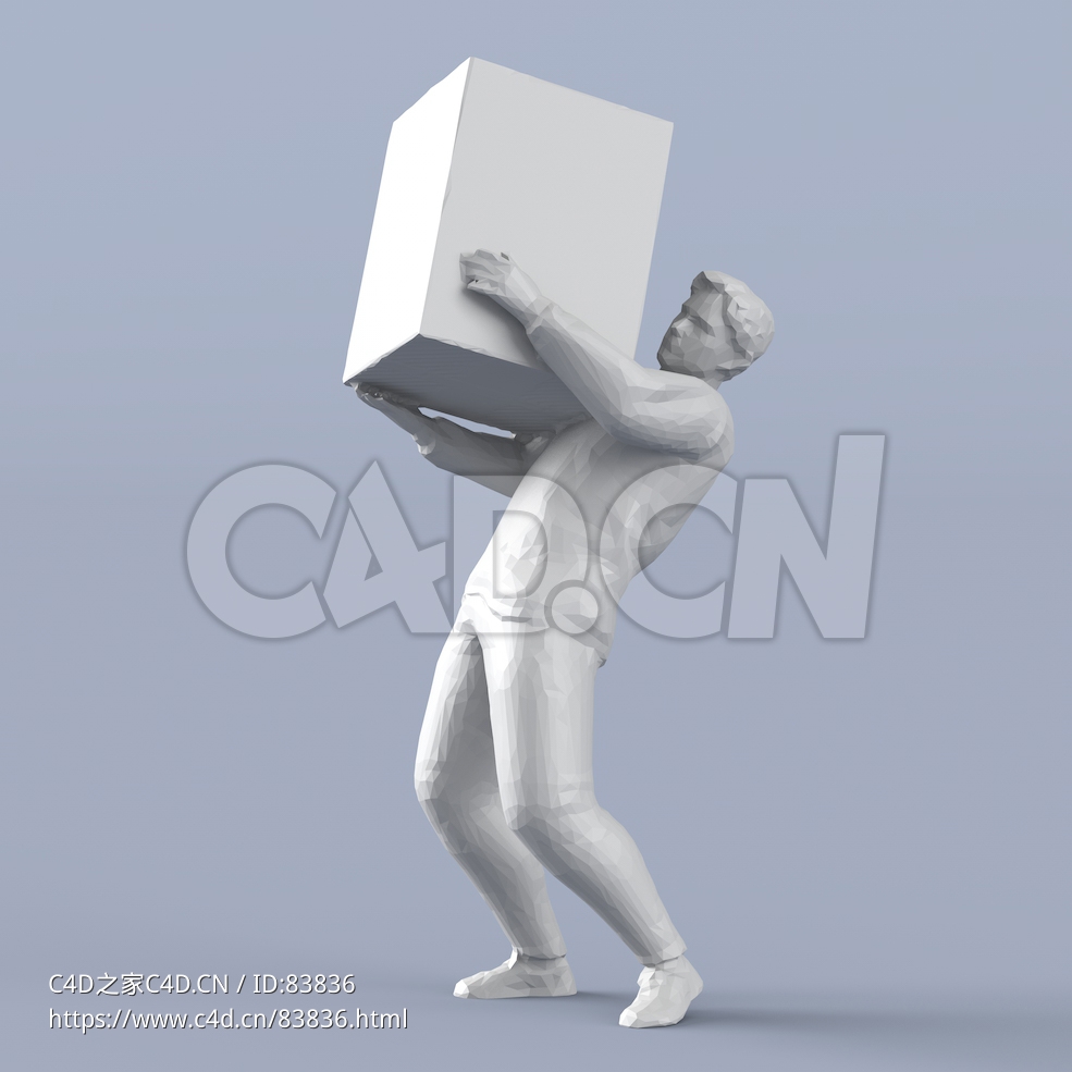 低面多边形卡通人物搬运箱子的男人模型 - C4D之家 - 140.jpg