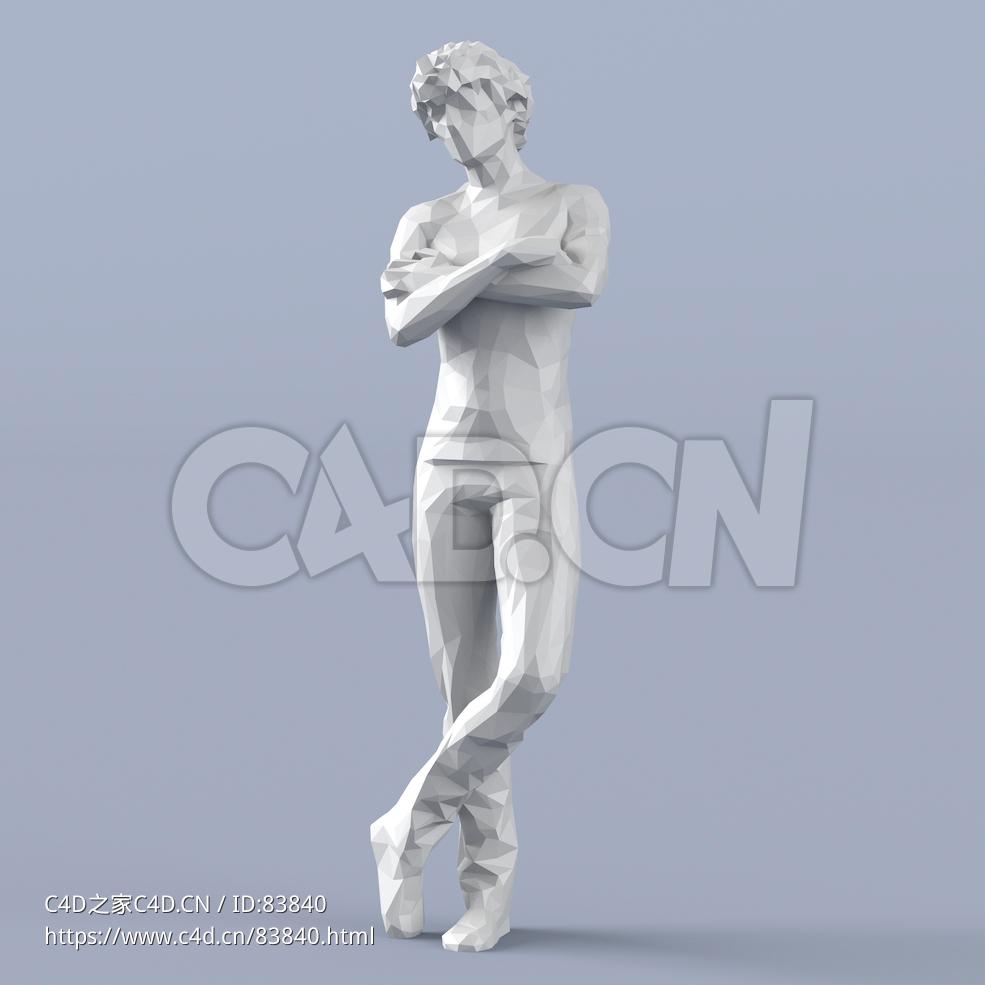 低面多边形卡通人物双手交叉抱胸站着的男孩模型 - C4D之家 - 144.jpg