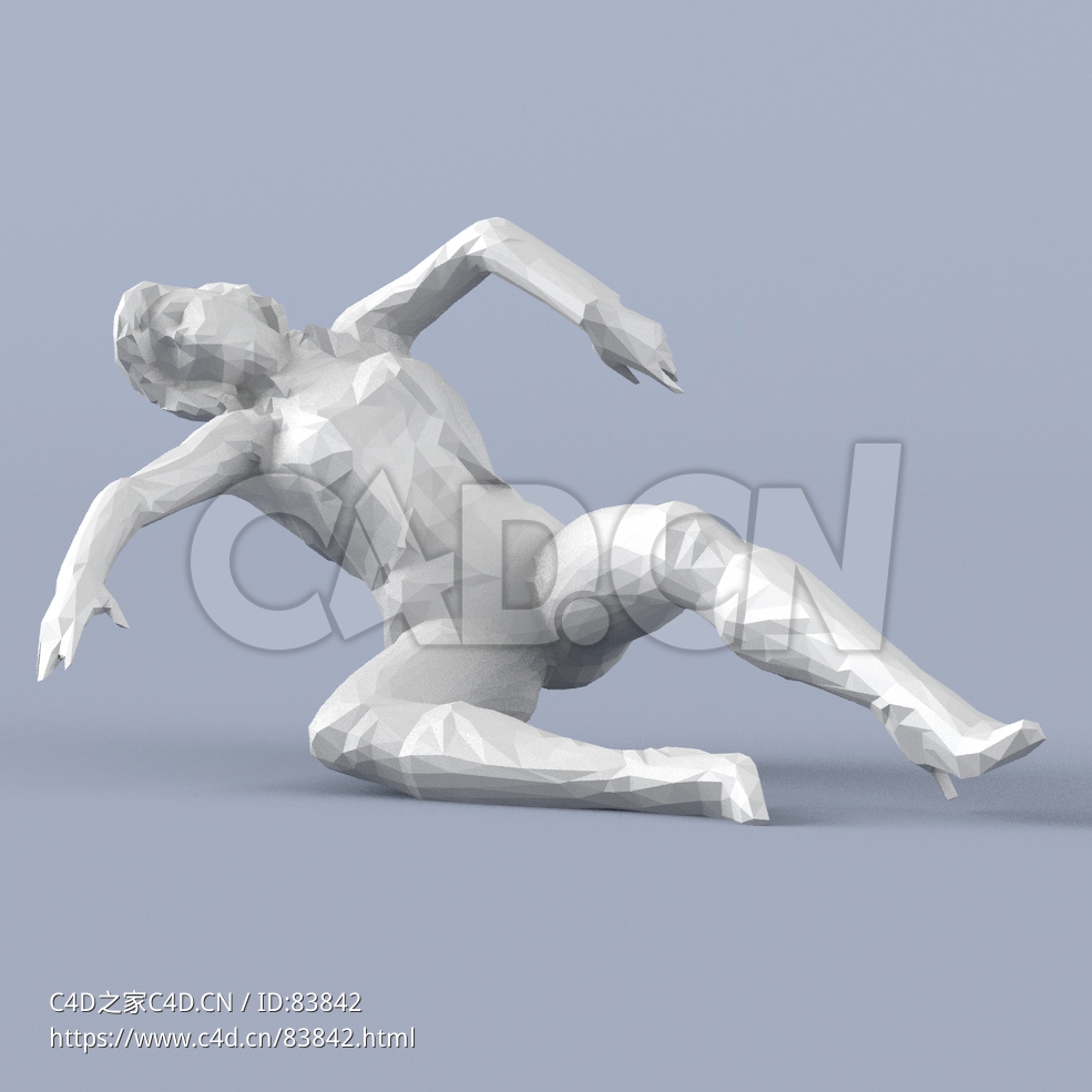 低面多边形卡通人物倒地的女人模型 - C4D之家 - 146.jpg