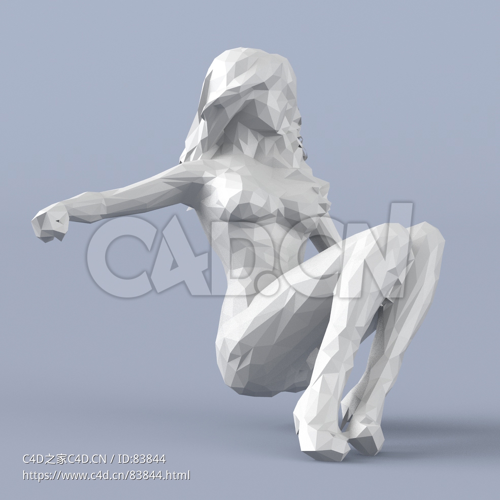 低面多边形卡通人物蹲地上的女人模型 - C4D之家 - 148.jpg
