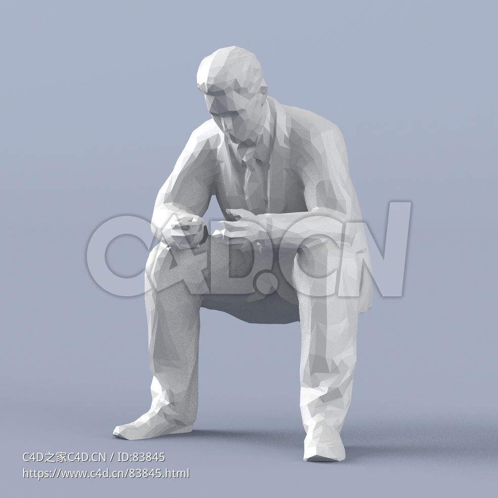 低面多边形卡通人物坐着低头玩手机的男人模型 - C4D之家 - 149.jpg
