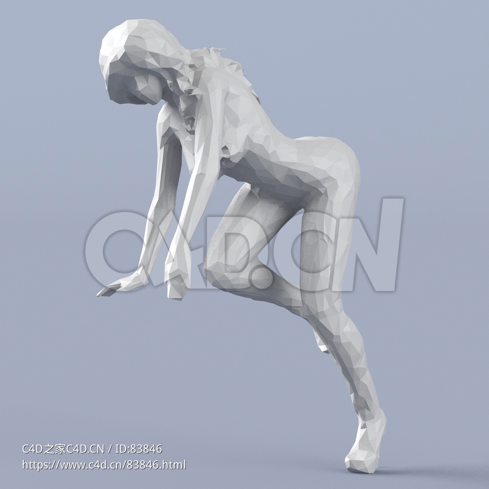 低面多边形卡通人物爬着扶桌子的翘臀女人模型 - C4D之家 - 150.jpg