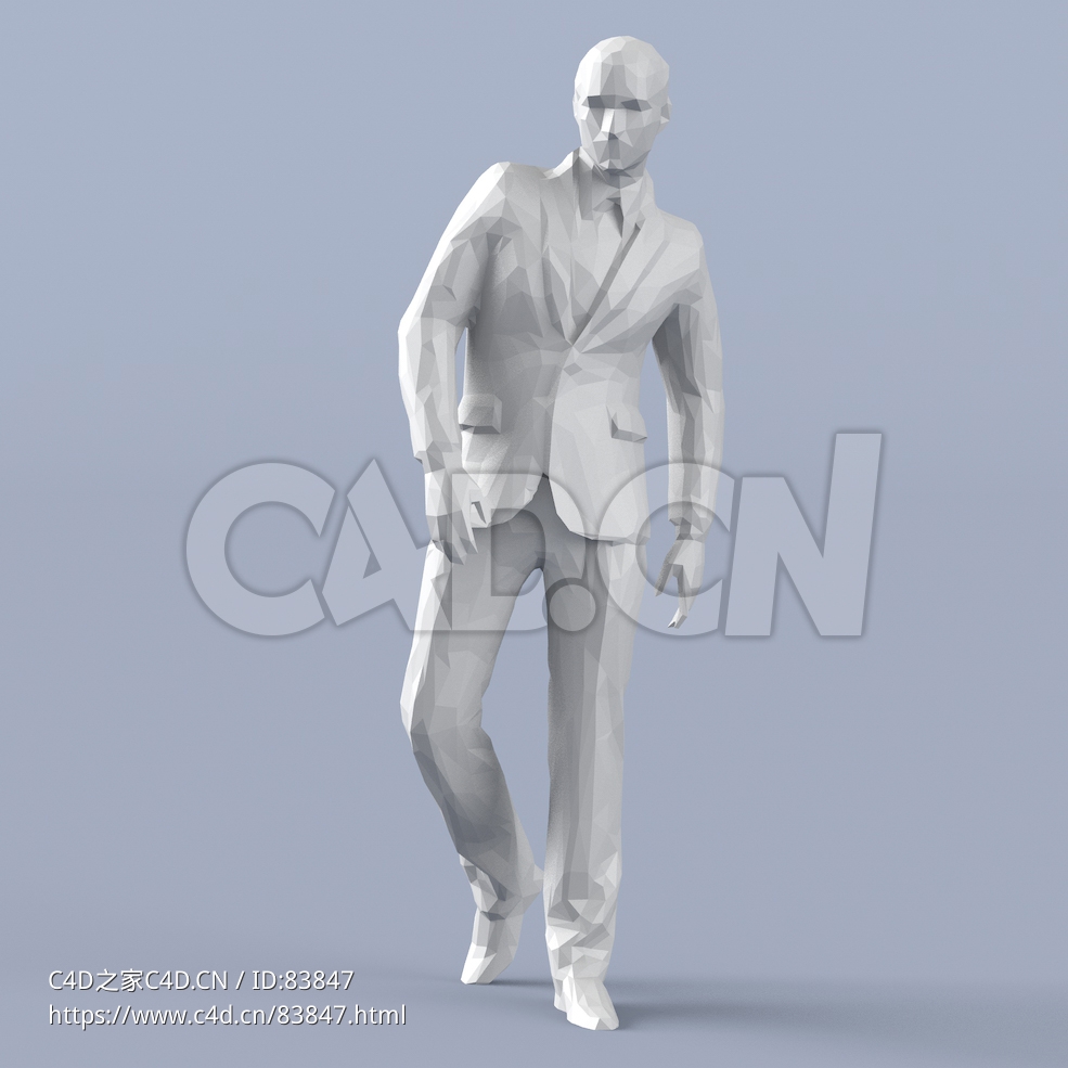 低面多边形卡通人物歪身走路的西装男性模型 - C4D之家 - 151.jpg