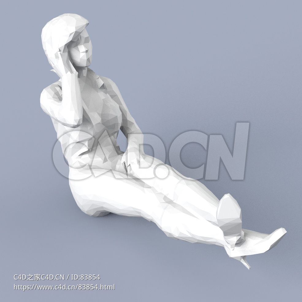低面多边形卡通人物地上坐着的女性模型 - C4D之家 - 158.jpg