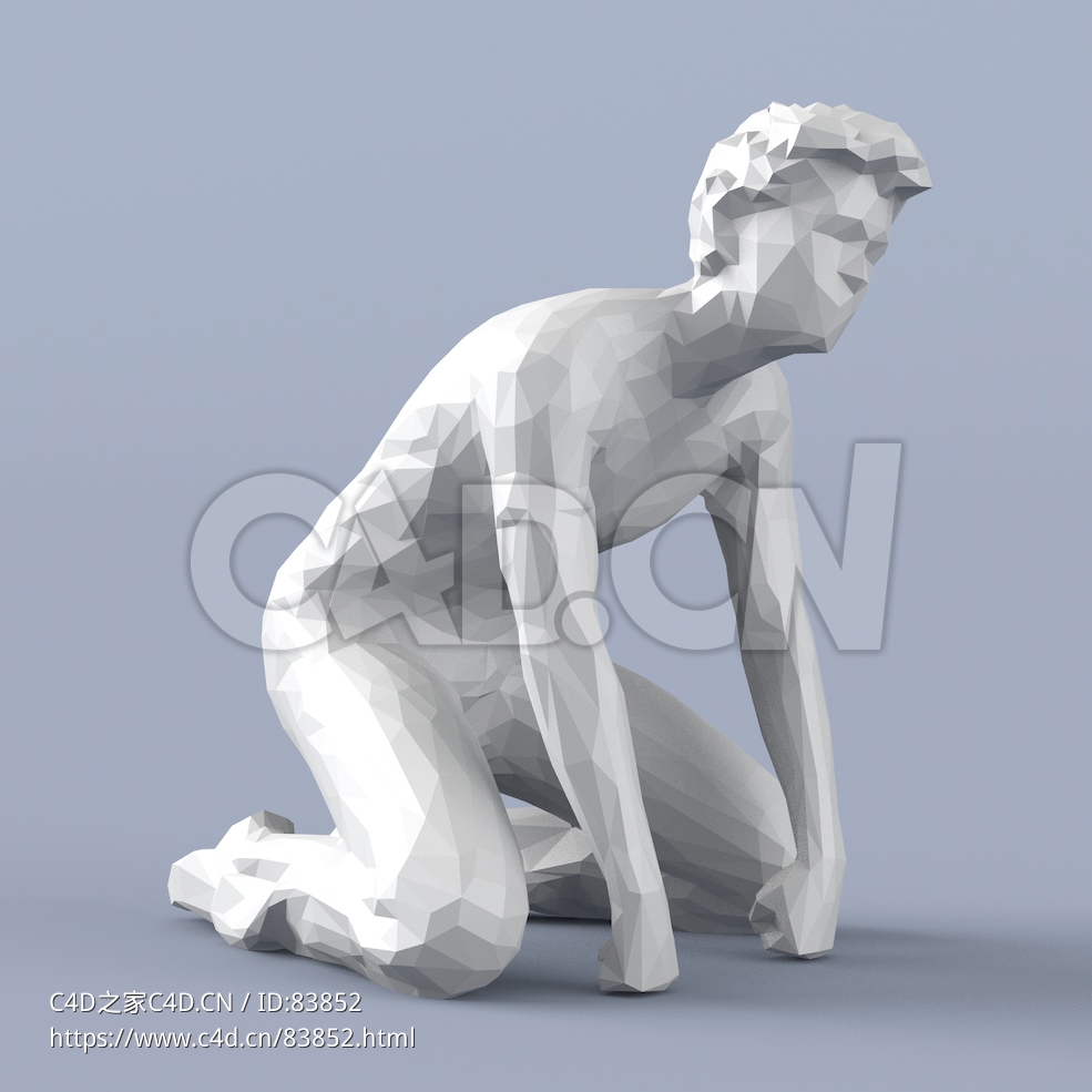 低面多边形卡通人物跪地上的男人模型 - C4D之家 - 156.jpg