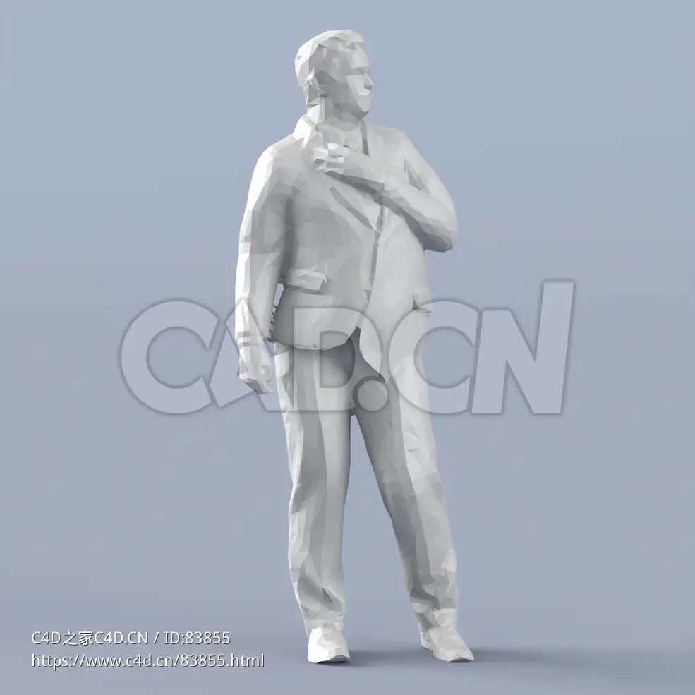 低面多边形卡通人物站着的胖男人模型 - C4D之家 - 159.jpg