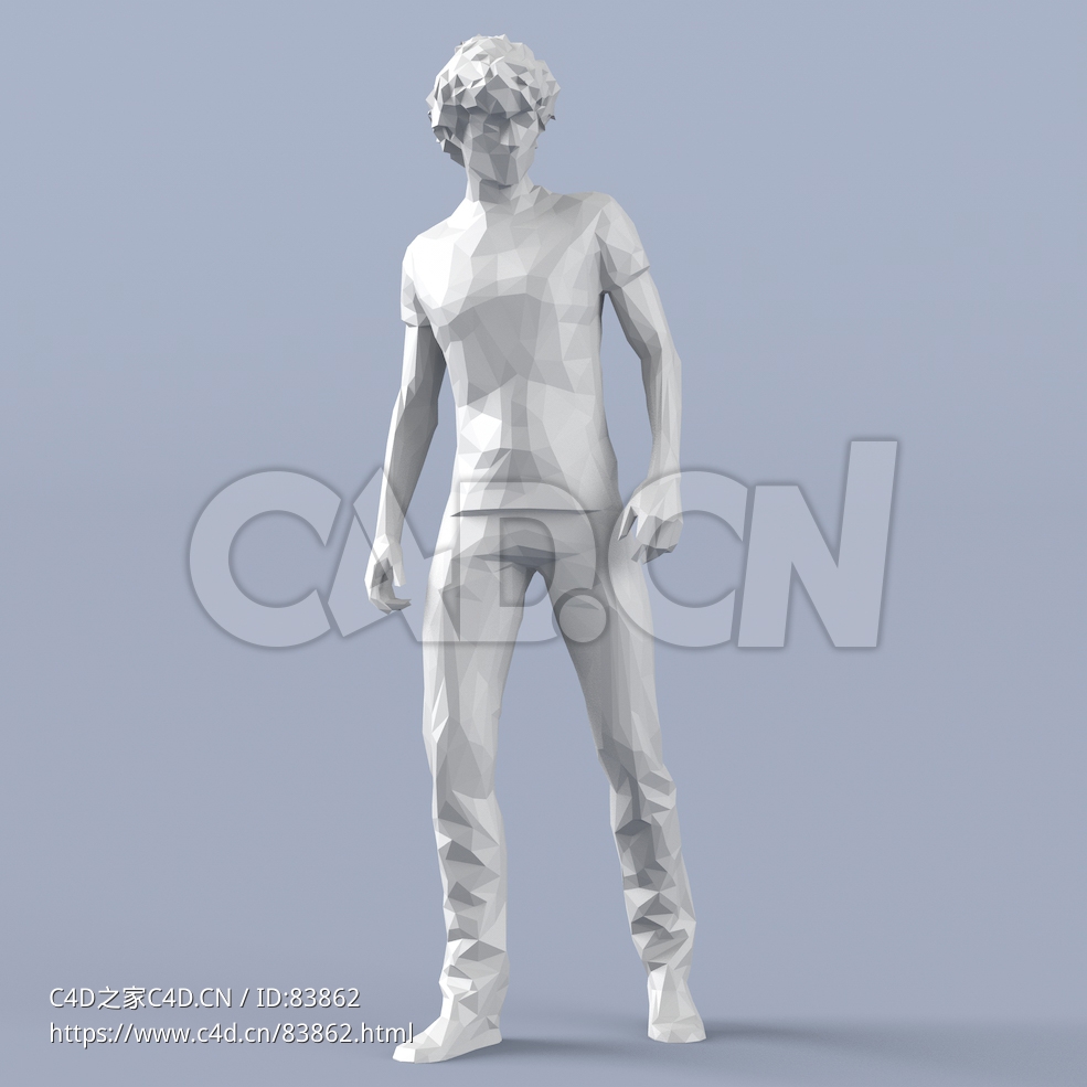 低面多边形卡通人物行走的男孩模型 - C4D之家 - 166.jpg