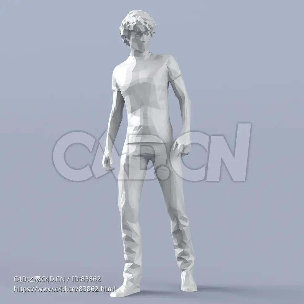 低面多边形卡通人物行走的男孩模型 - C4D之家 - 166.jpg
