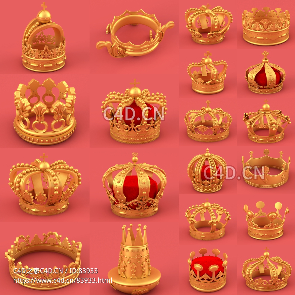 20个国王皇冠头饰帽子模型合集