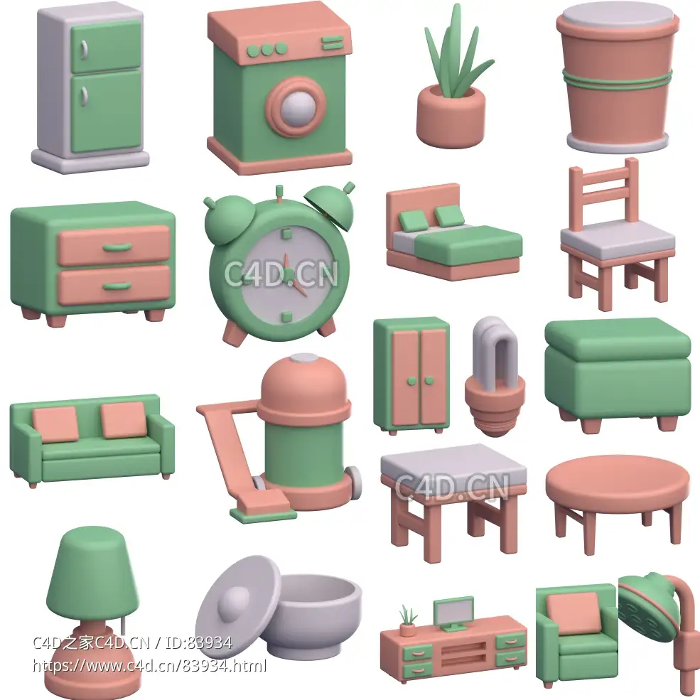 20个卡通家具模型furniture