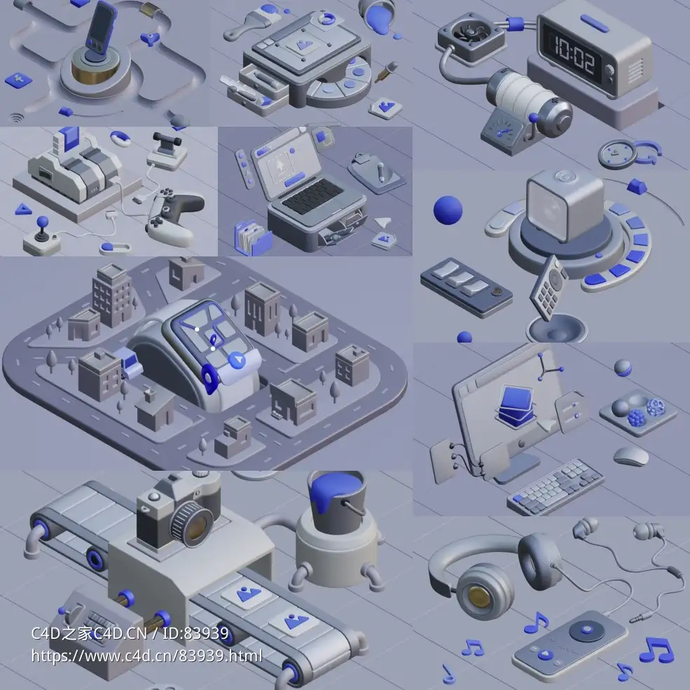 10个卡通电商产品展示图标场景模型Nudge 3D animated