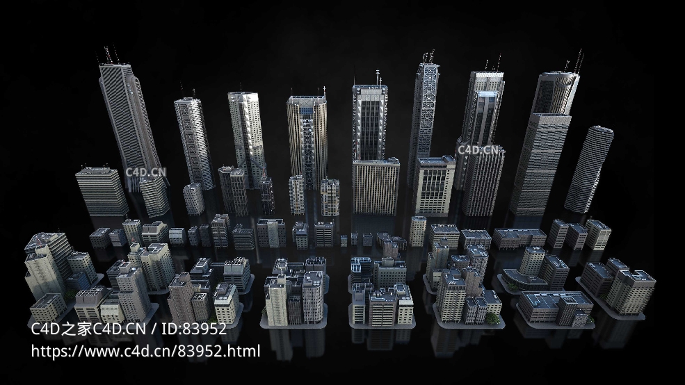 现代高层建筑高楼大厦模型