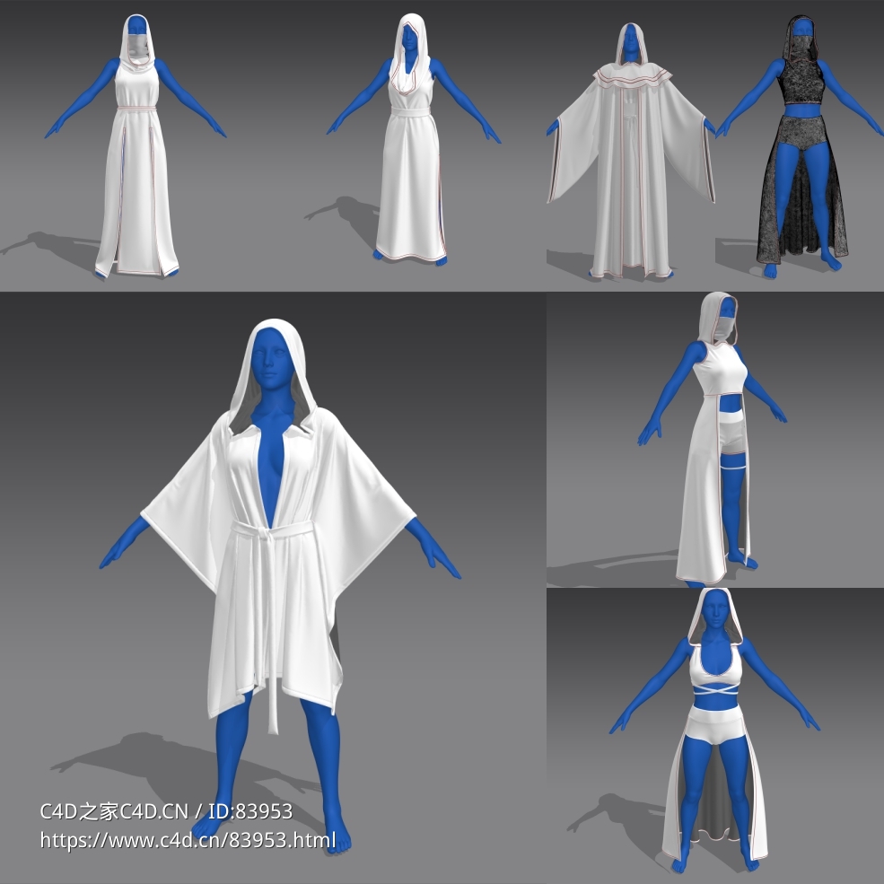 7个女款长袍衣服模型