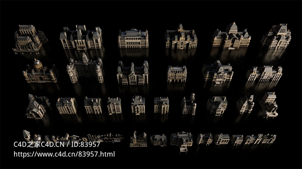 欧洲风格的建筑楼房模型合集kitbash3D-Art Nouveau