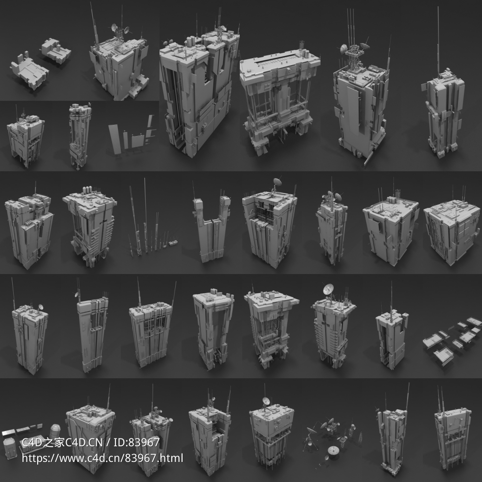 69个未来城市科幻建筑模型