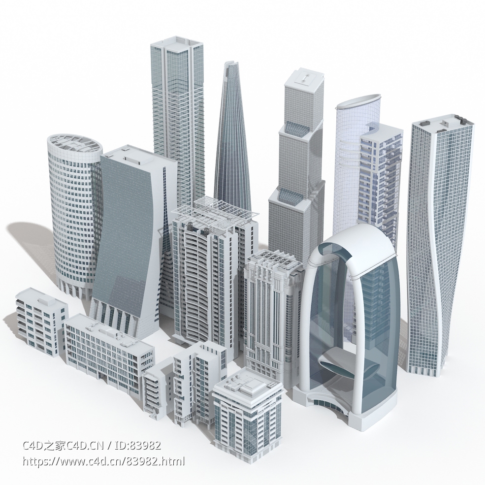 15个商业大厦现代城市高楼建筑模型