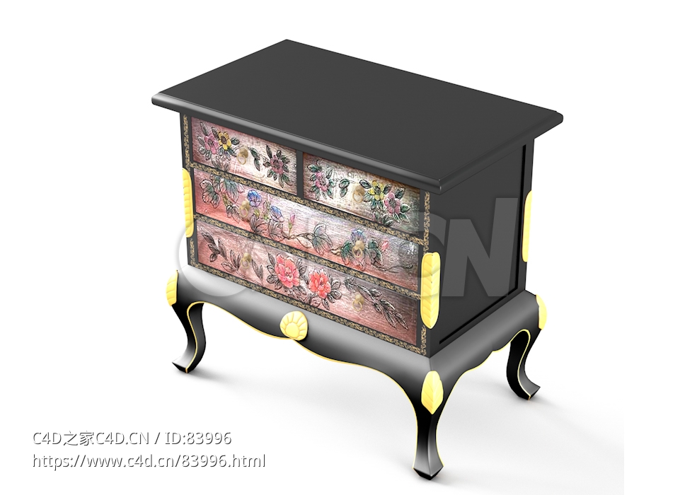 明清风格漆画彩绘玄关柜中式古典家具 - C4D之家 - 37.jpg