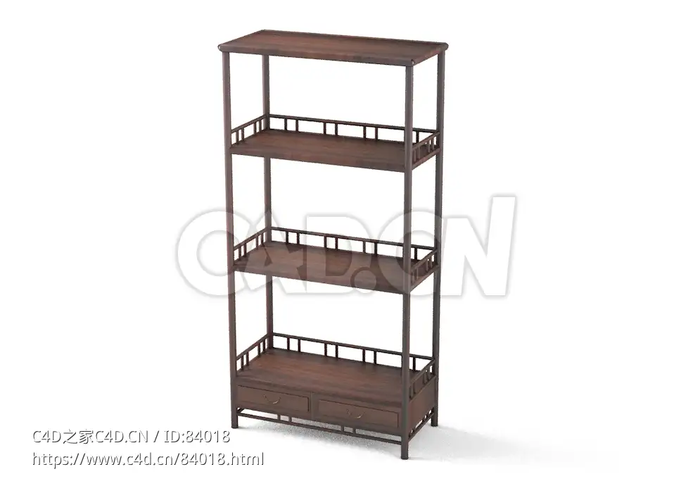 明清风格书架茶柜置物架中式古典家具 - C4D之家 - 59.jpg