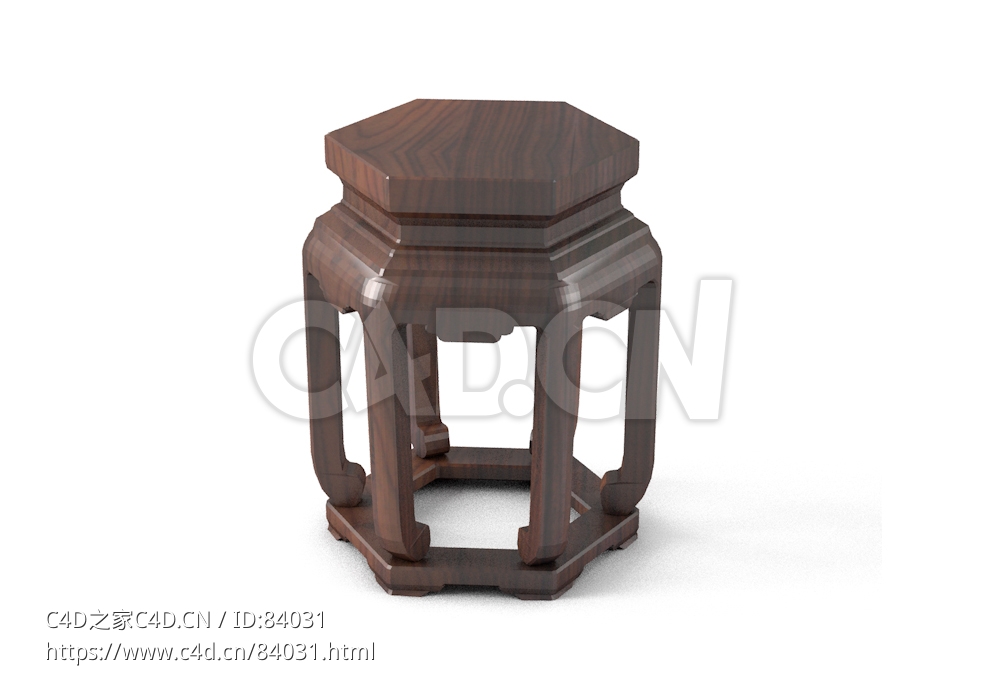 明清风格六角子孙凳中式古典家具 - C4D之家 - 72.jpg