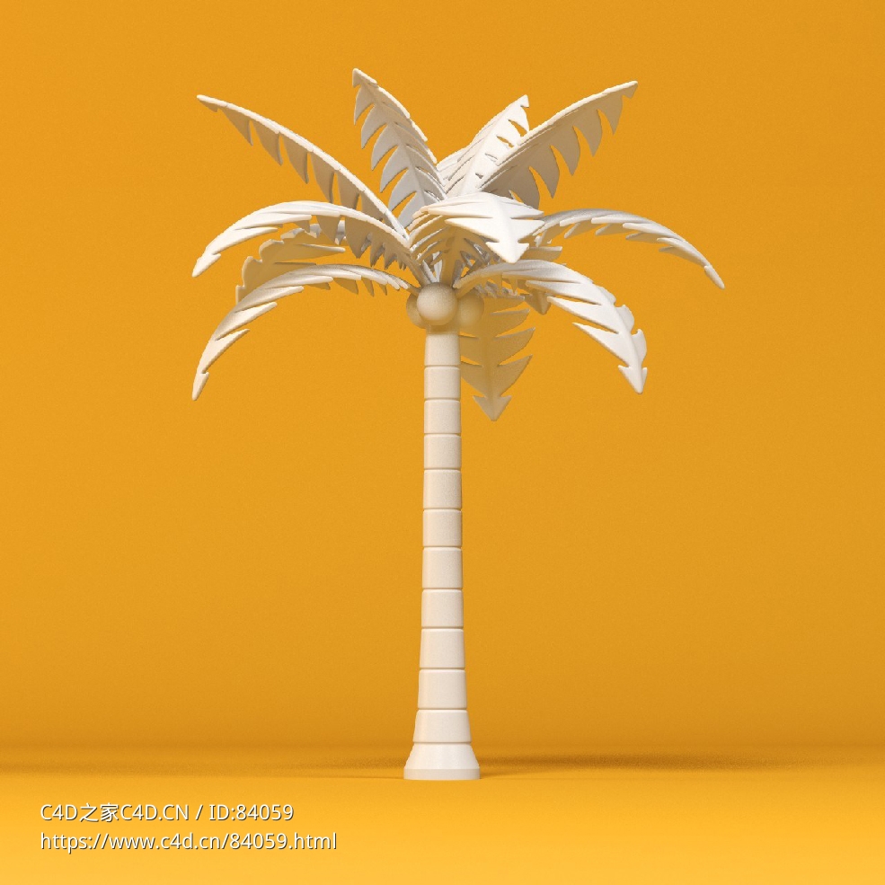 低面卡通棕榈树图标模型palm tree