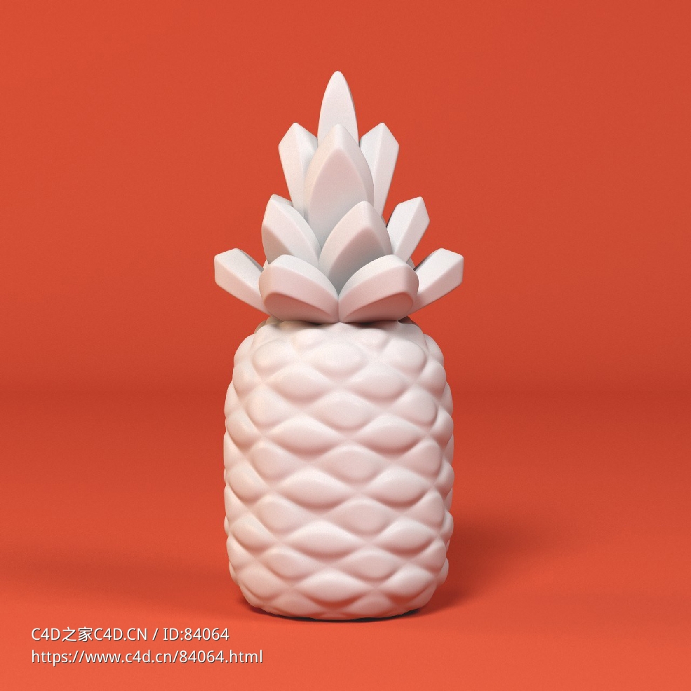 低面卡通菠萝图标模型pineapple