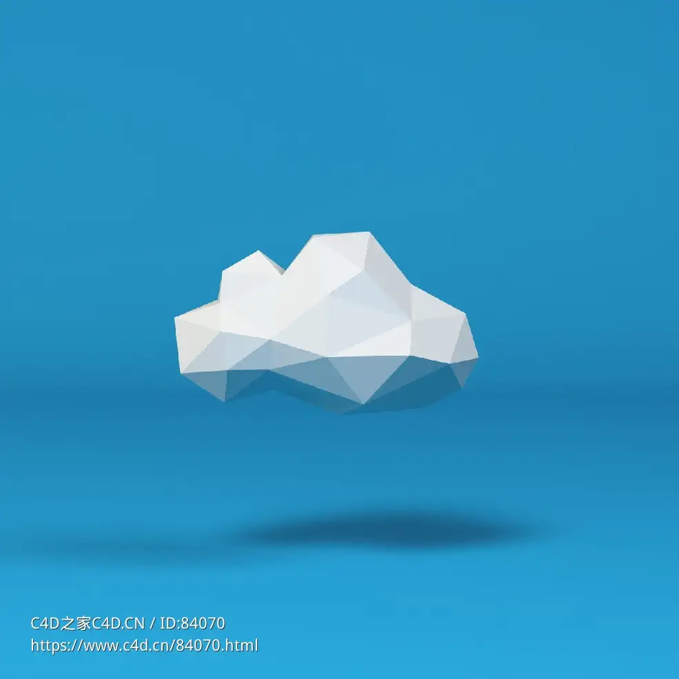 低面卡通云朵图标模型Poly Cloud_3