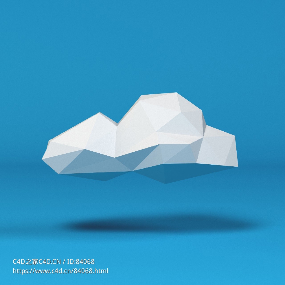 低面卡通云朵图标模型Poly Cloud_1