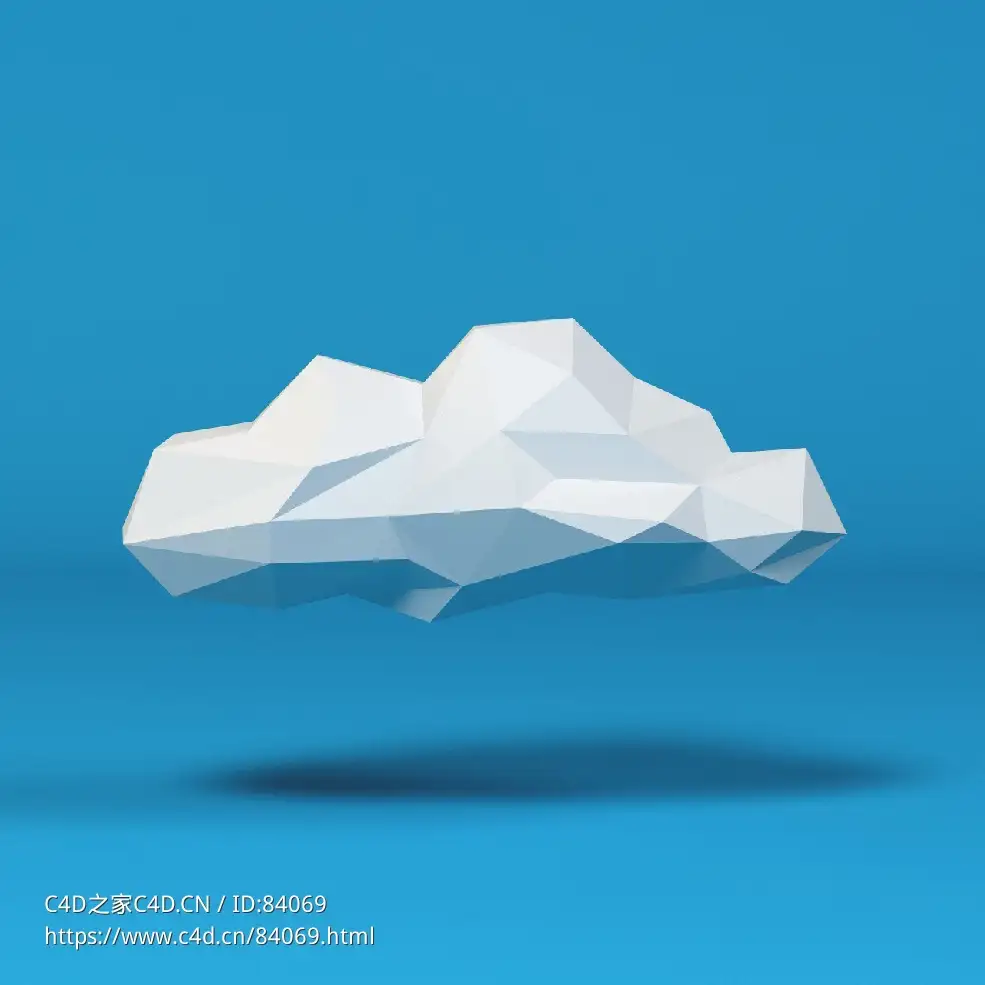 低面卡通云朵图标模型Poly Cloud_2