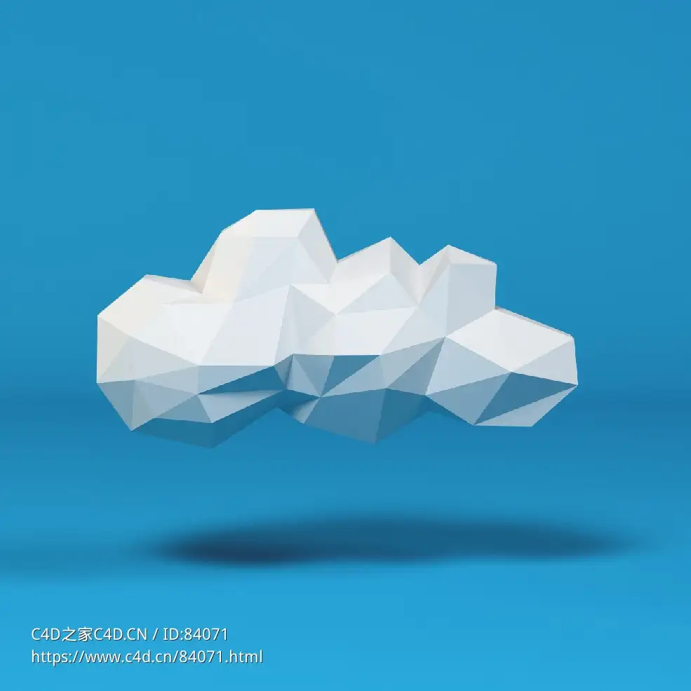 低面卡通云朵图标模型Poly Cloud_4