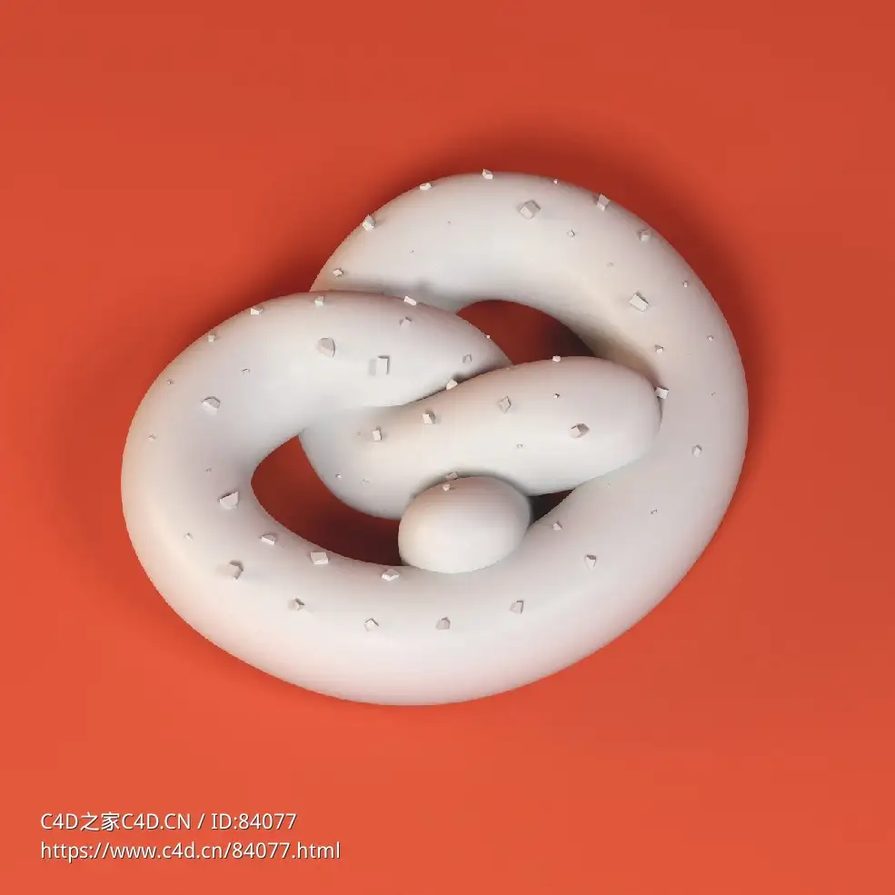 低面卡通椒盐脆饼图标模型pretzel