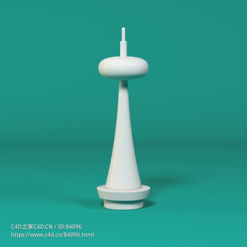低面卡通建筑图标模型Space Needle - C4D之家 - 148.jpg