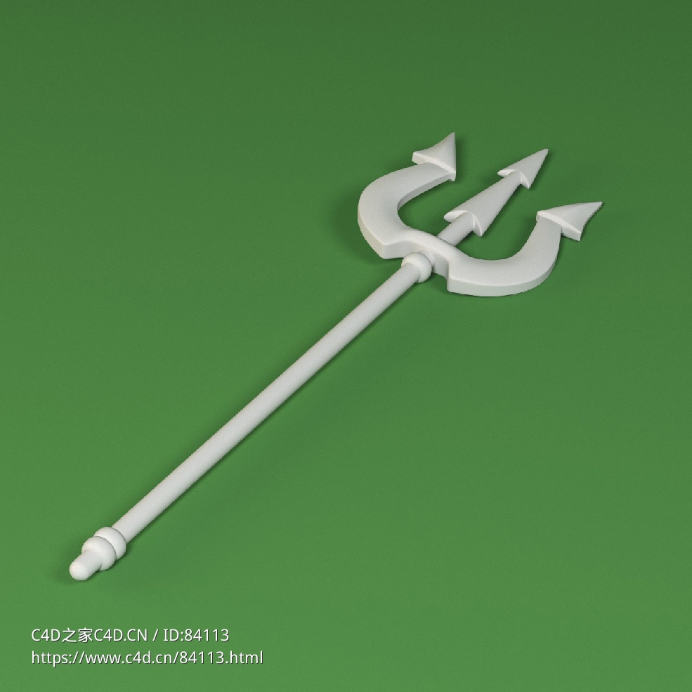 低面卡通三叉戟图标模型trident