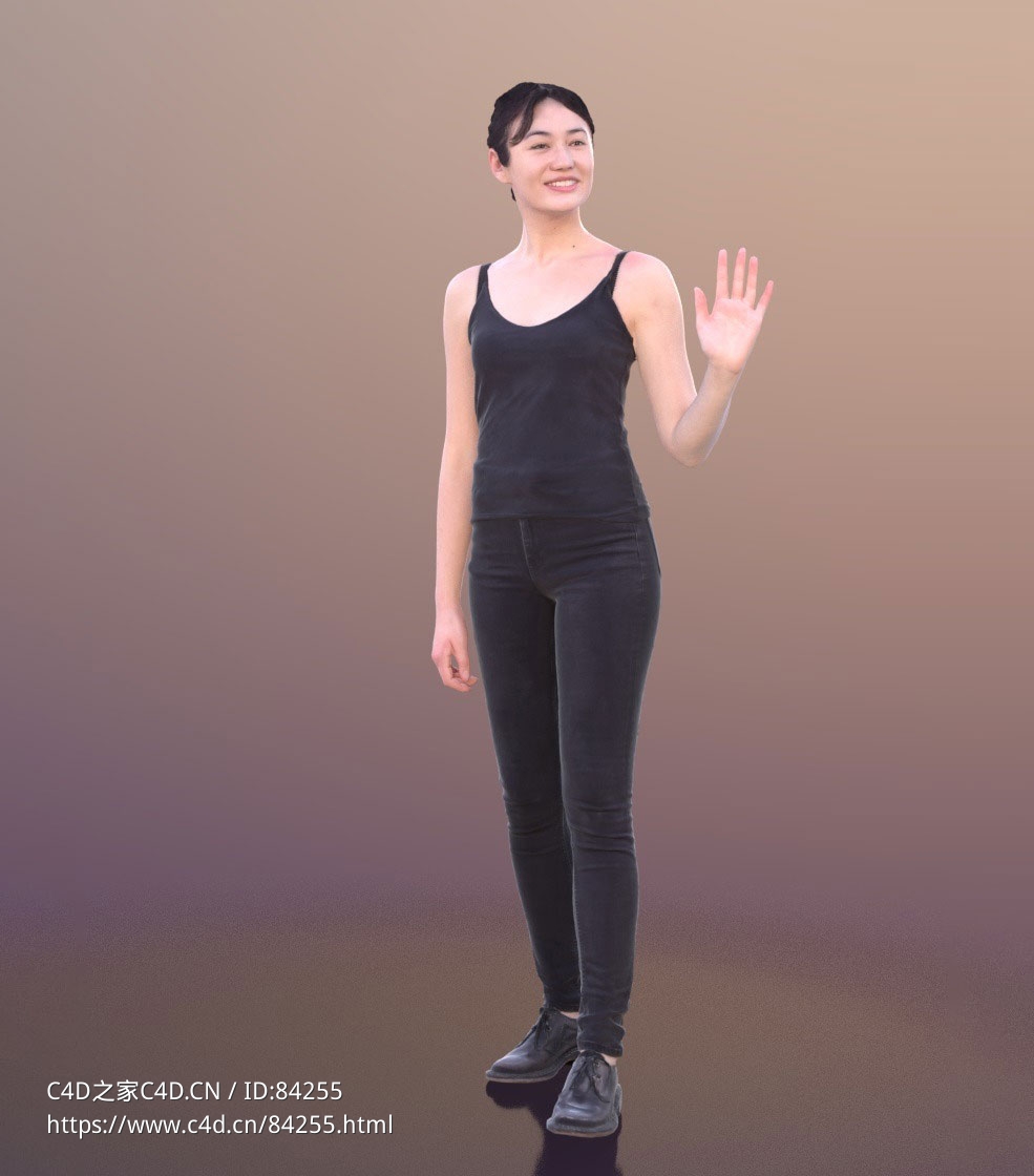 三维扫描写实人物挥手打招呼的年轻女孩 - C4D之家 - 226.jpg