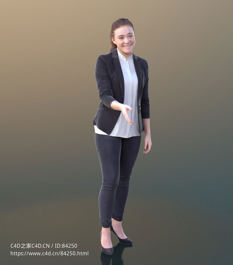 三维扫描写实人物伸右手握手的国外女职员 - C4D之家 - 221.jpg