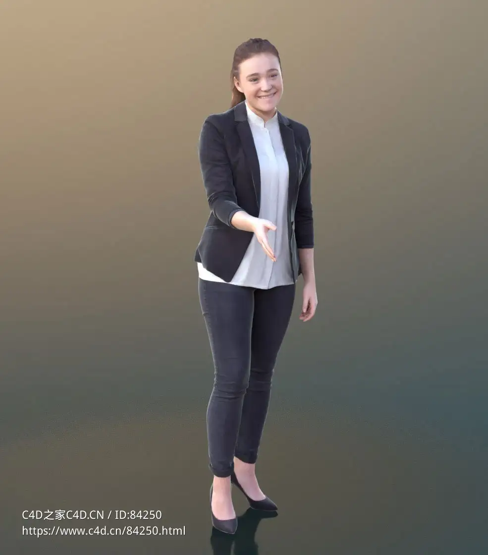 三维扫描写实人物伸右手握手的国外女职员 - C4D之家 - 221.jpg