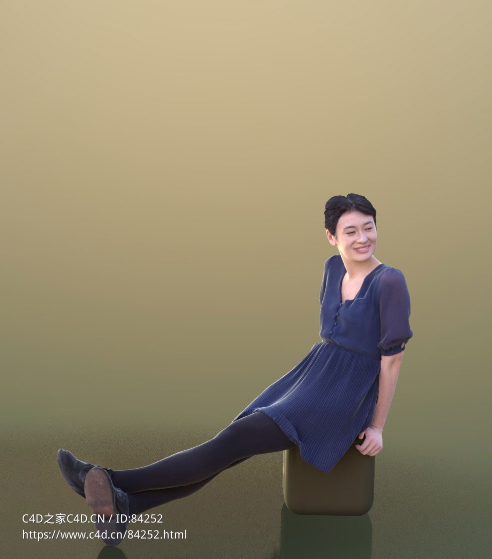三维扫描写实人物穿黑色裤袜坐着的年轻女孩 - C4D之家 - 223.jpg