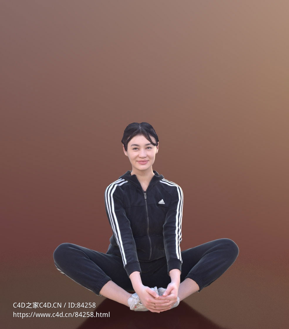 三维扫描写实人物坐着双手扳脚锻炼的女人 - C4D之家 - 229.jpg