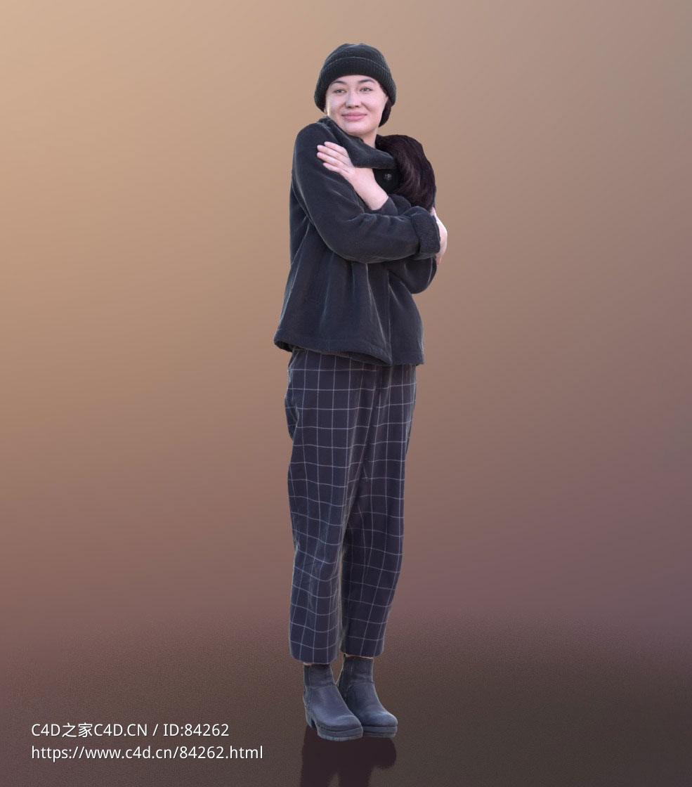 三维扫描写实人物双手抱胸站立的年轻女孩 - C4D之家 - 233.jpg