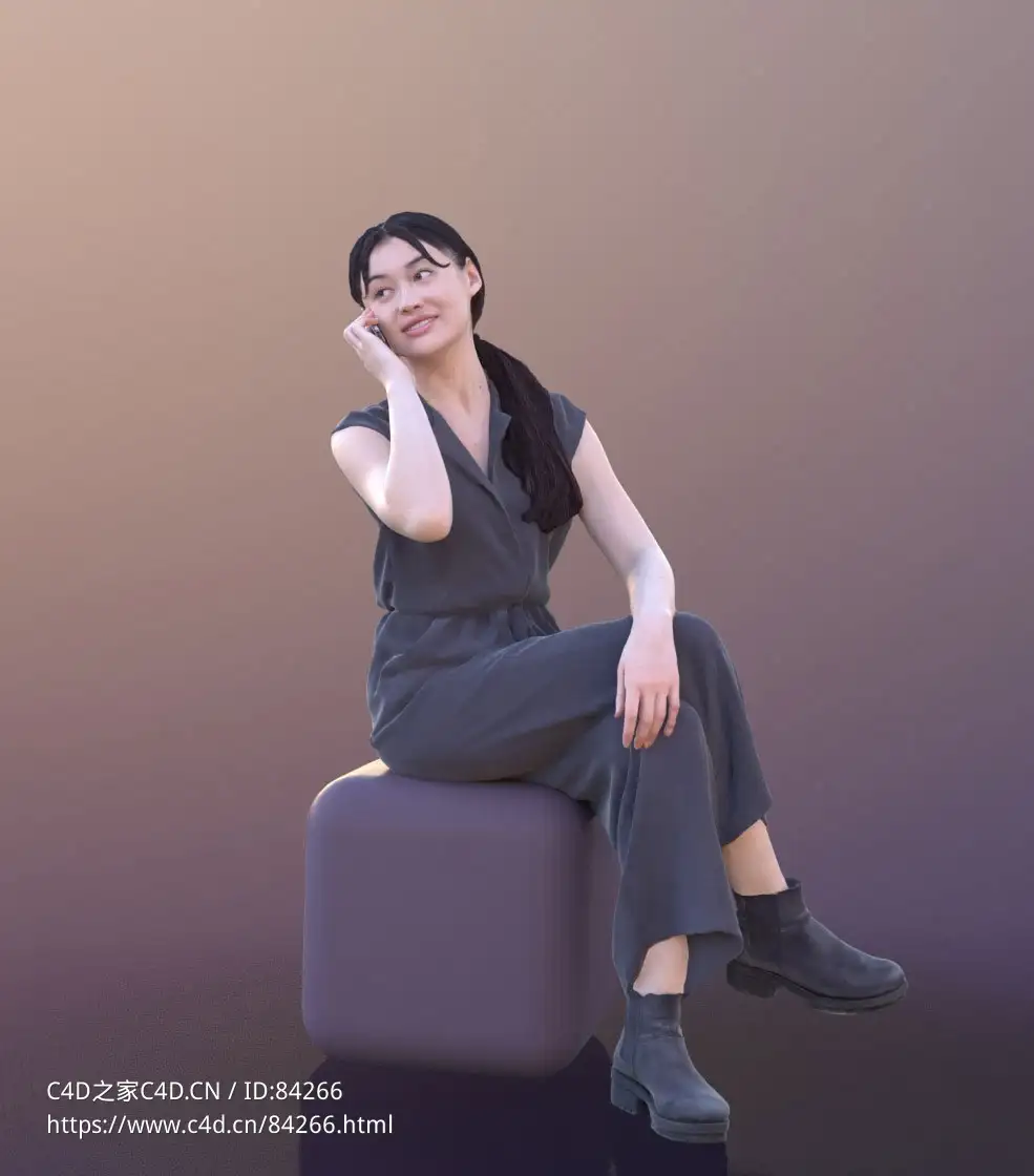 三维扫描写实人物坐着扭头打电话的女孩 - C4D之家 - 237.jpg
