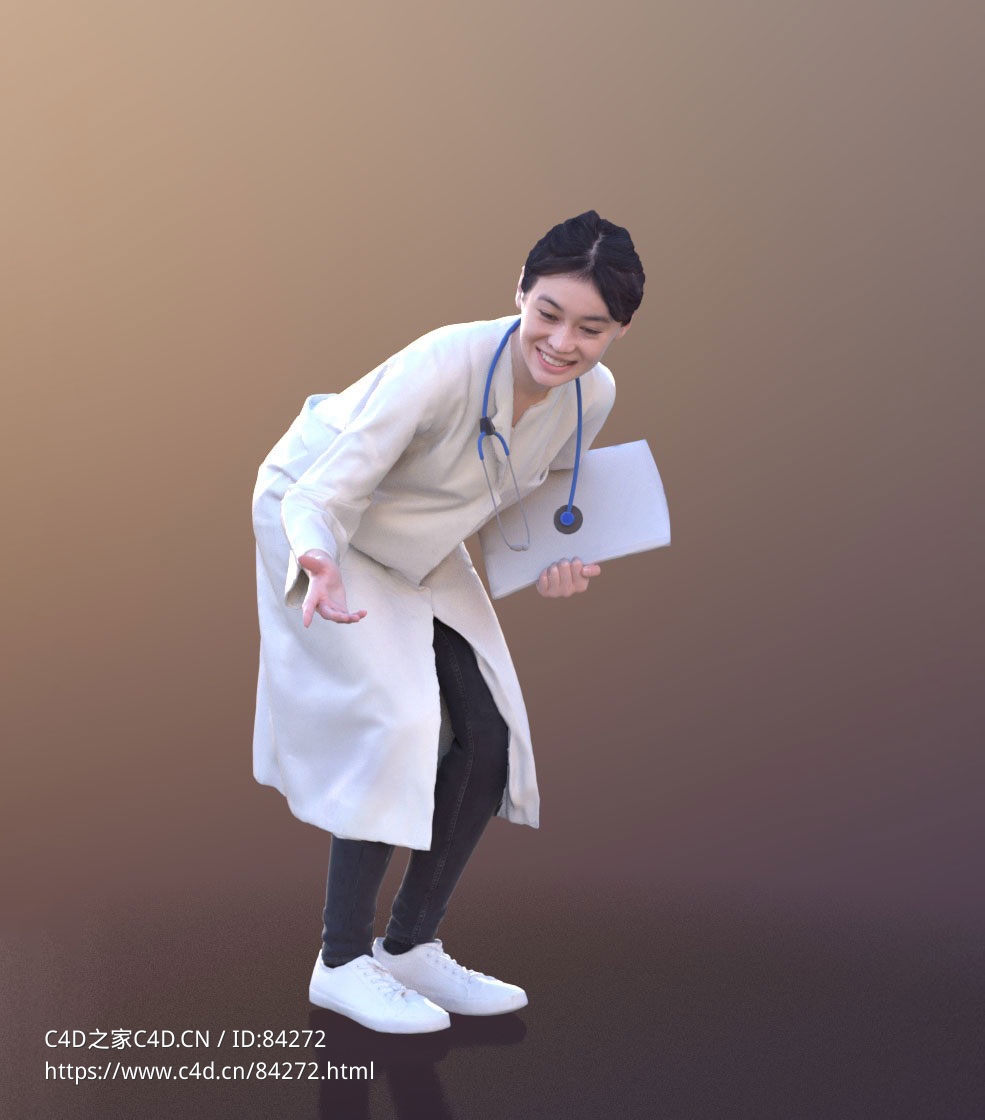 三维扫描写实人物身手弯腰沟通的女医生 - C4D之家 - 243.jpg