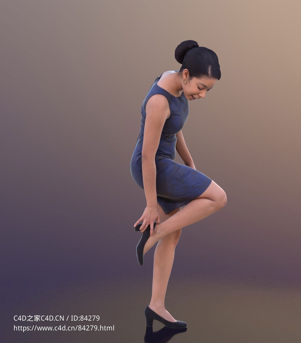 三维扫描写实人物站着提高跟鞋的国外女人 - C4D之家 - 250.jpg