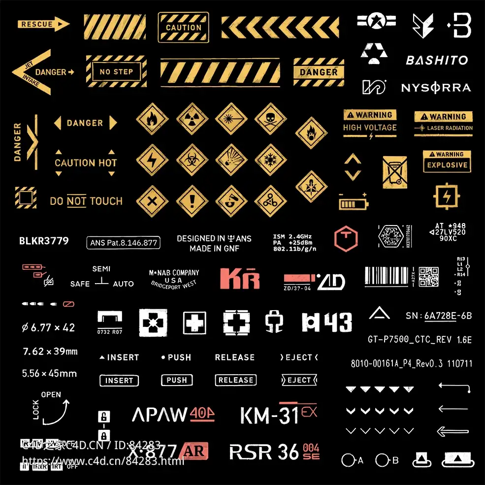 三套标志标签贴图素材Artstation – Hand-drawn Decals Vol.1 – 3