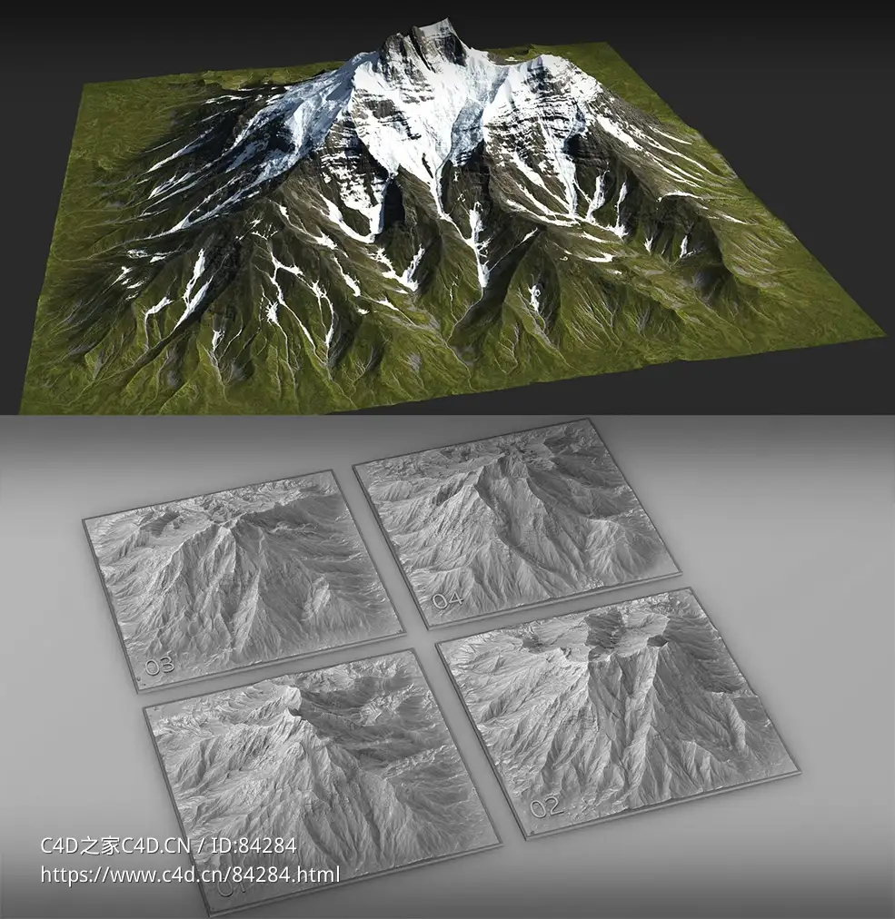 8组自然雪山地形3D模型 Artstation – 8 LANDSCAPE KITBASH PACK – Alpine Mountains Vol.1 (OBJ格式)