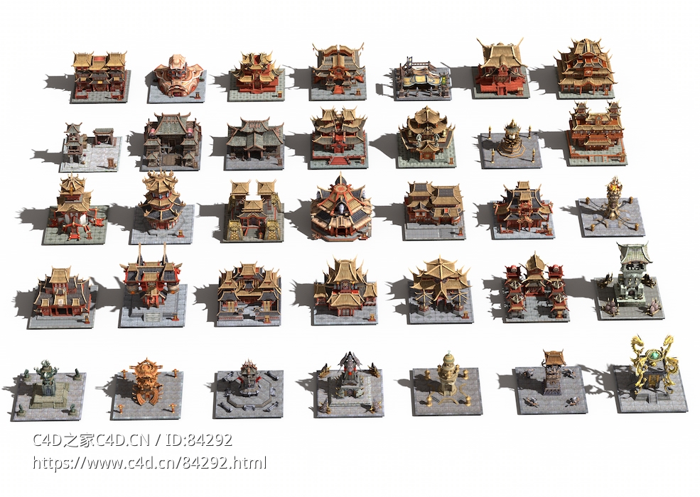 35套中式宫殿塔楼古建筑游戏模型 - C4D之家 - 低模游戏建筑.jpg
