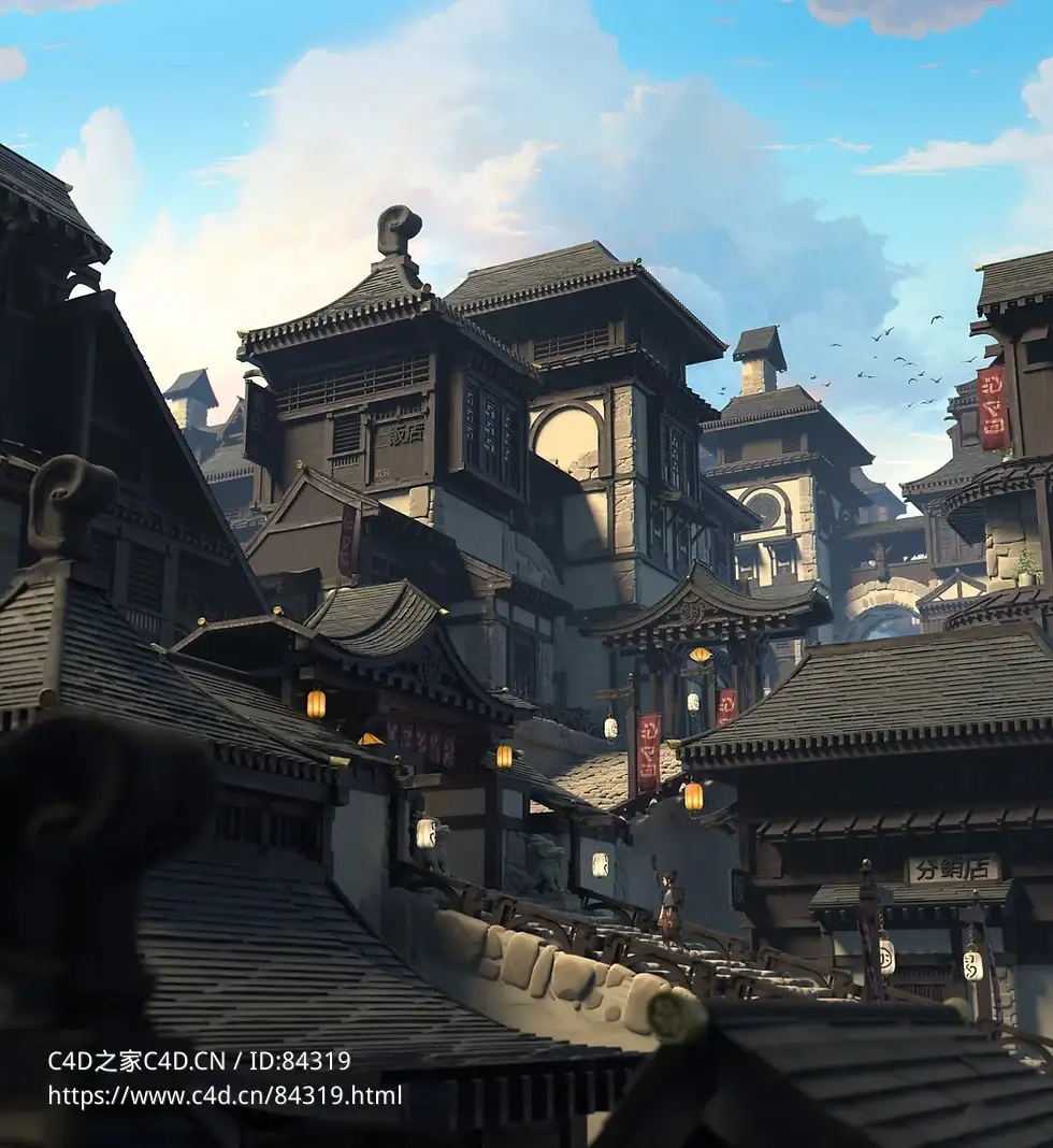 340组中式日式风格建筑楼房模型Absorb3D - Medieval Asia