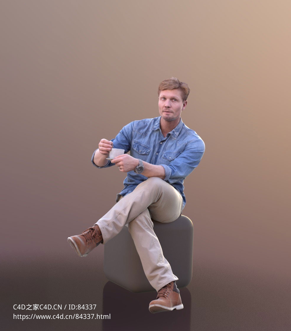 三维扫描写实人物端咖啡坐着斜视的国外男人 - C4D之家 - 258.jpg