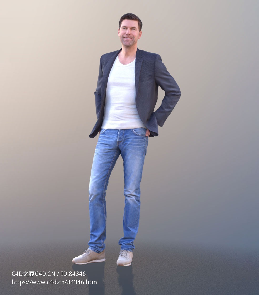 三维扫描写实人物穿西装牛仔裤站立的国外男人 - C4D之家 - 267.jpg