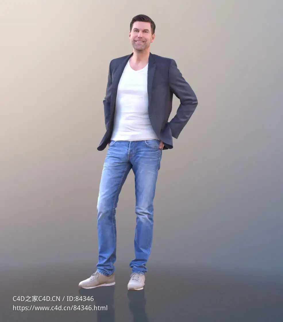 三维扫描写实人物穿西装牛仔裤站立的国外男人 - C4D之家 - 267.jpg